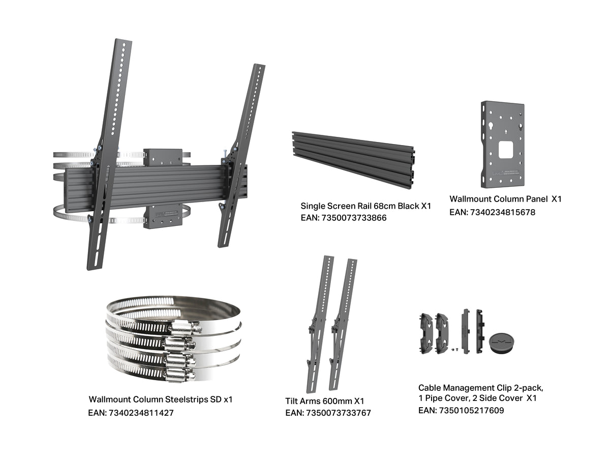 Multibrackets M Pro Column Wall Mount HD 43–86" VESA 600 – Black | 7340234816965 Wall Mount Bracket Multibrackets