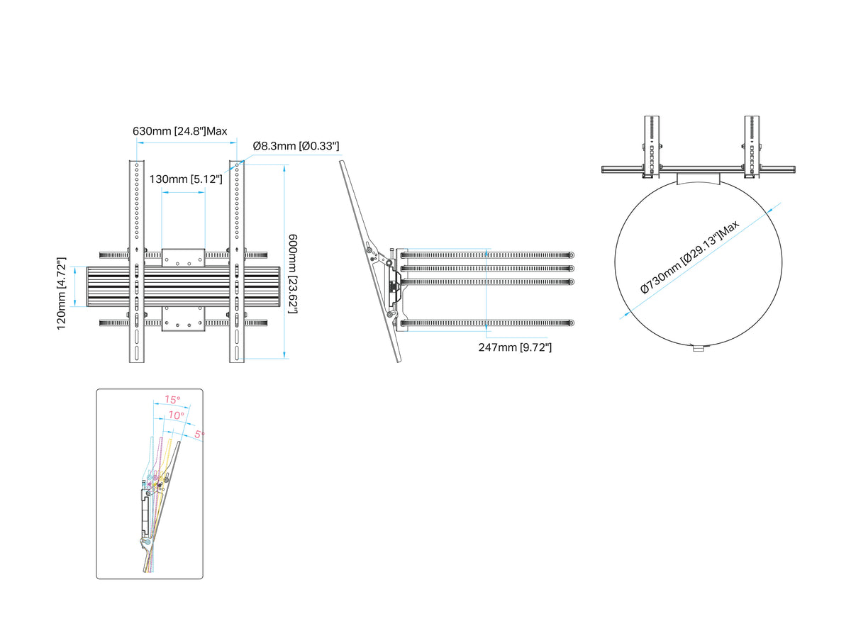 Multibrackets M Pro Column Wall Mount HD 43–86" VESA 600 – Black | 7340234816965 Wall Mount Bracket Multibrackets