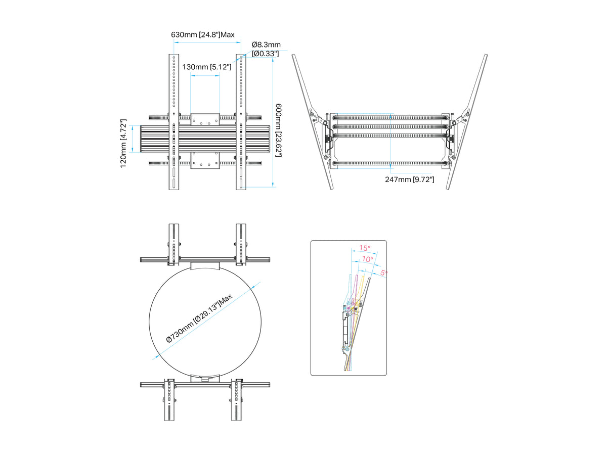 Multibrackets M Pro Dual Column Mount 43–86" VESA 600x600 – Black | 7340234816972 Wall Mount Bracket Multibrackets