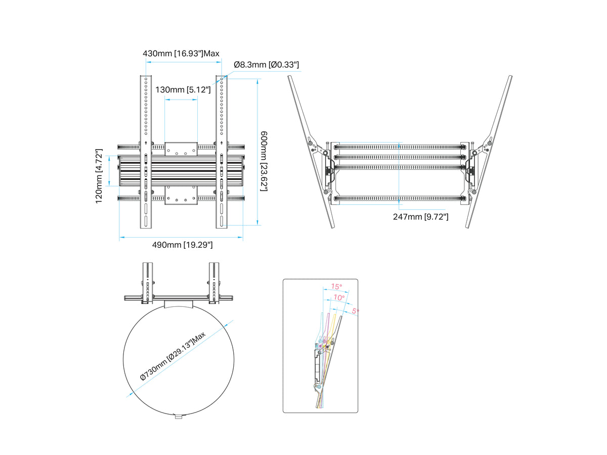 Multibrackets M Pro Dual Column Mount for 43"-86" Displays | 7350022739031 Wall Mount Bracket Multibrackets