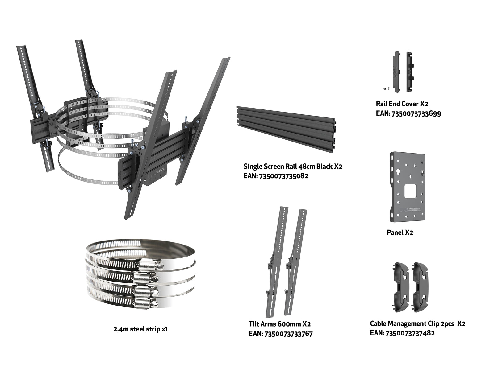 Multibrackets M Pro Dual Column Mount for 43"-86" Displays | 7350022739031 Wall Mount Bracket Multibrackets