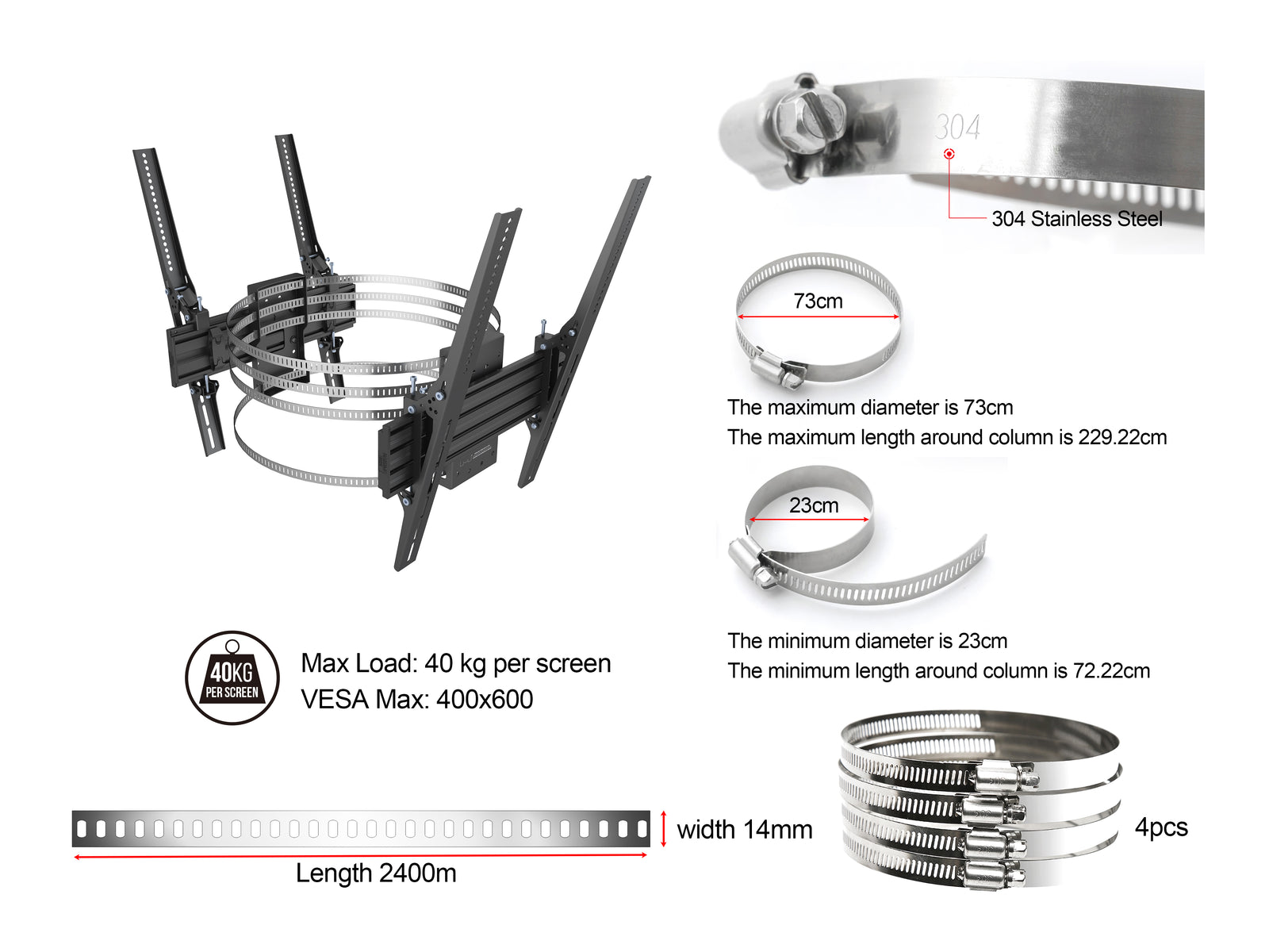 Multibrackets M Pro Dual Column Mount for 43"-86" Displays | 7350022739031 Wall Mount Bracket Multibrackets