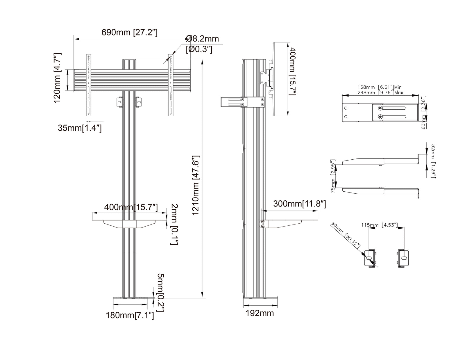 Multibrackets M Pro Fixed Floor to Wall Column For 55"-86" Screens | 7340234812646