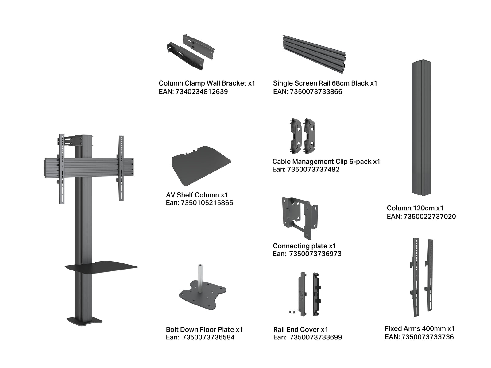 Multibrackets M Pro Fixed Floor to Wall Column For 55"-86" Screens | 7340234812646