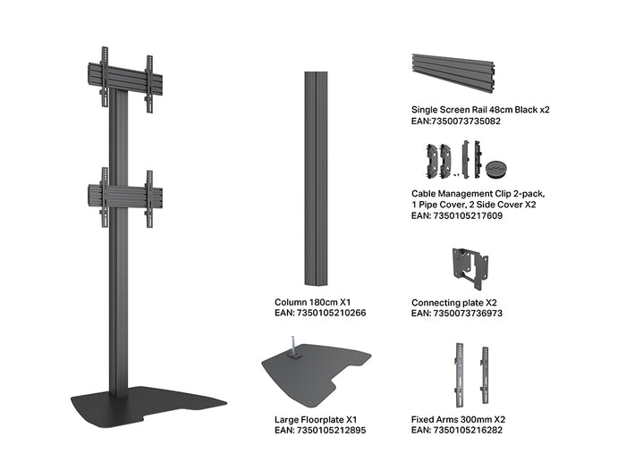 Multibrackets M Pro Floor Stand 32–50" VESA 300x300 1.8m – Black | 7340234816590 Floor Stand Multibrackets