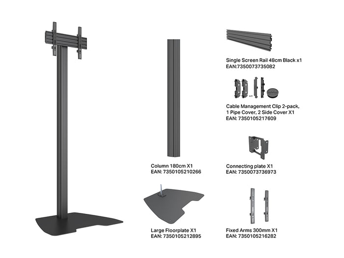 Multibrackets M Pro Floor Stand 32–55" VESA 300x300 1.8m – Black | 7340234816583 Floor Stand Multibrackets