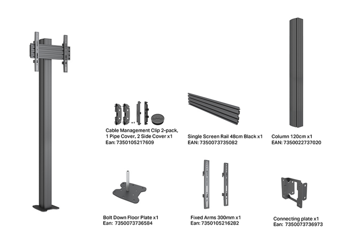 Multibrackets M Pro Floormount Column Stand VESA 300x300 – Black | 7340234817184 Floor Stand Multibrackets