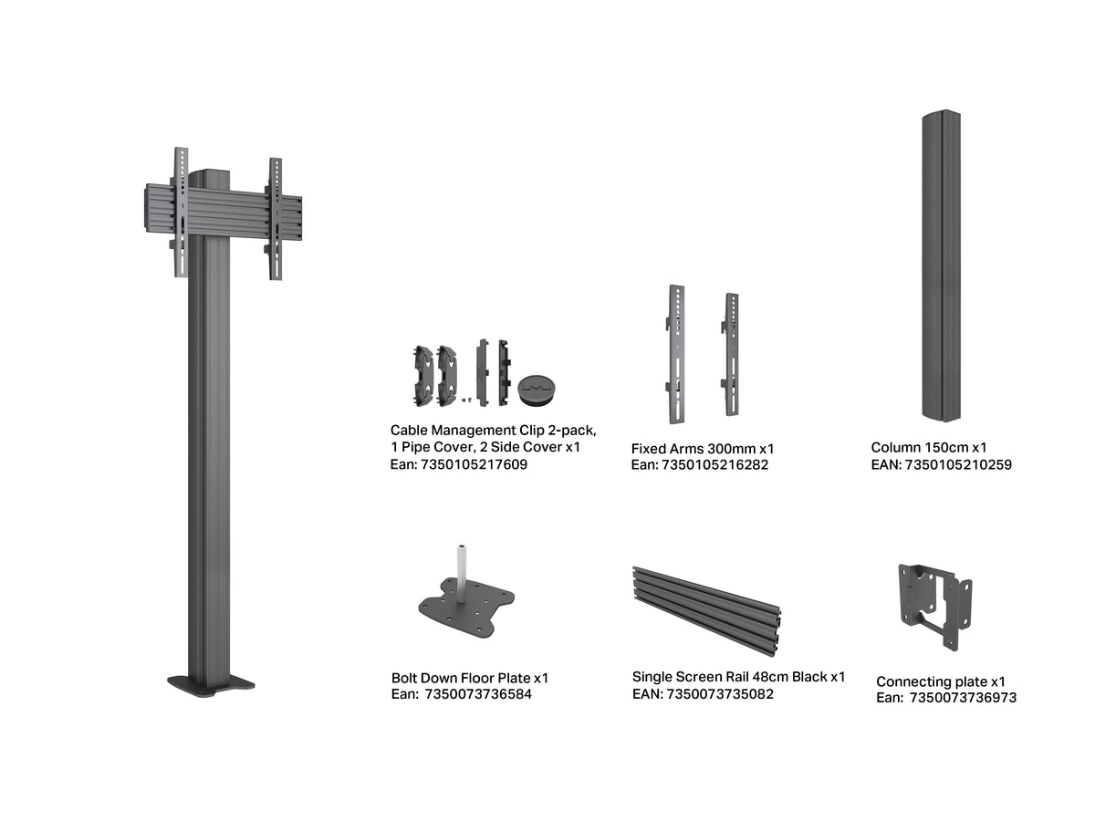 Multibrackets M Pro Floormount Column Stand VESA 300x300 – Black | 7340234817191 Floor Stand Multibrackets