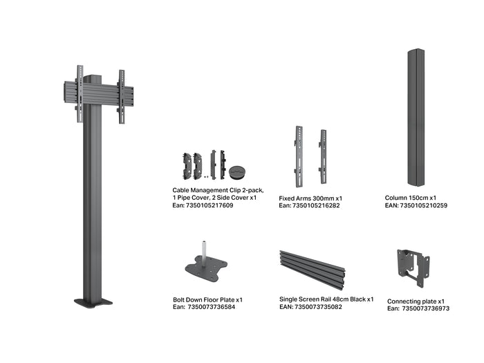 Multibrackets M Pro Floormount Column Stand VESA 300x300 – Black | 7340234817191 Floor Stand Multibrackets