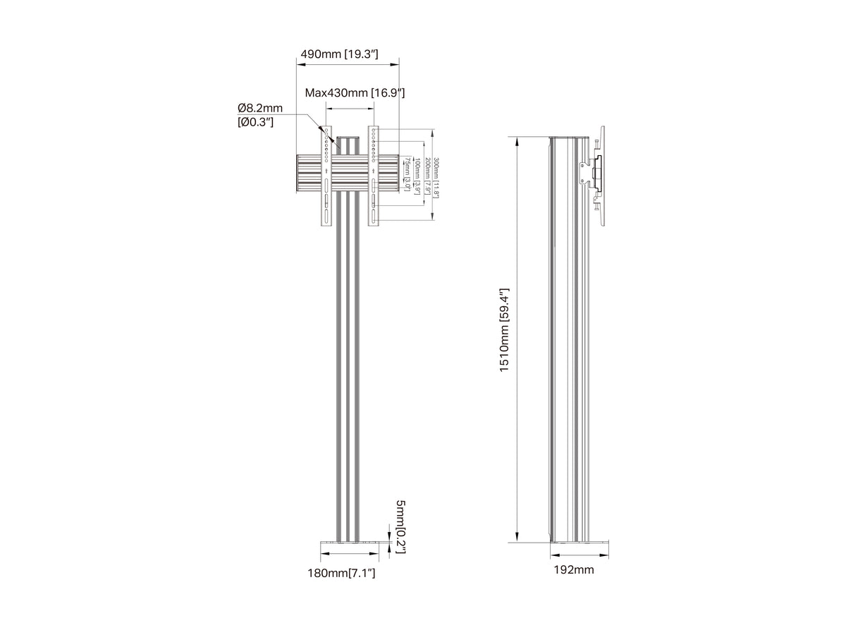 Multibrackets M Pro Floormount Column Stand VESA 300x300 – Black | 7340234817191 Floor Stand Multibrackets