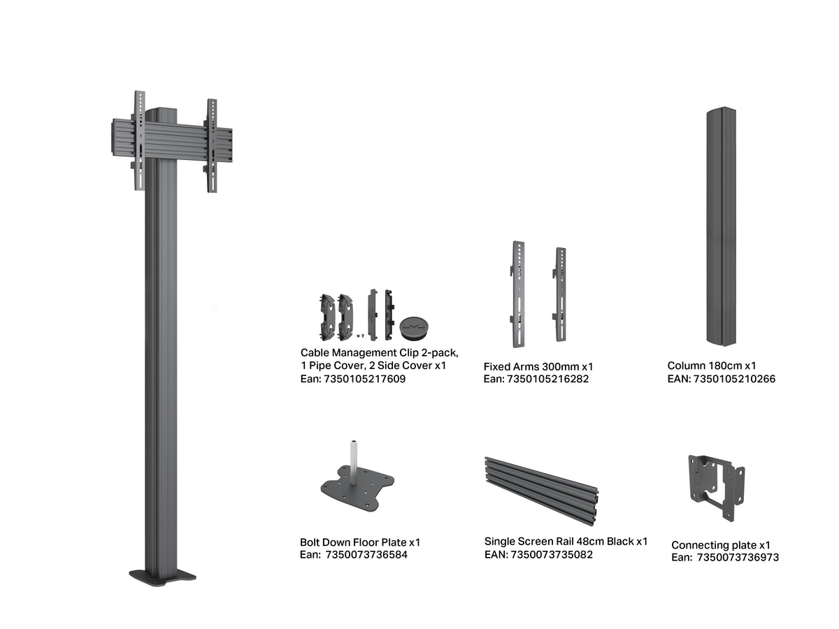 Multibrackets M Pro Floormount Column Stand VESA 300x300 – Black | 7340234817207 Floor Stand Multibrackets