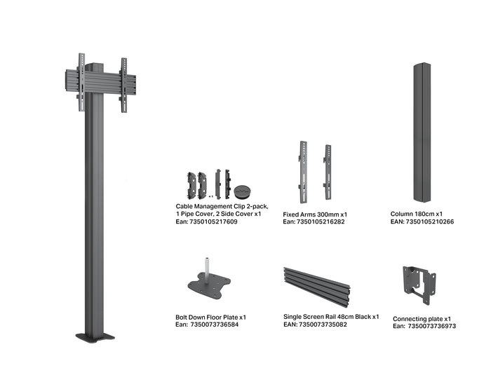 Multibrackets M Pro Floormount Column Stand VESA 300x300 – Black | 7340234817207 Floor Stand Multibrackets