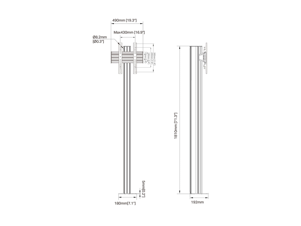 Multibrackets M Pro Floormount Column Stand VESA 300x300 – Black | 7340234817207 Floor Stand Multibrackets