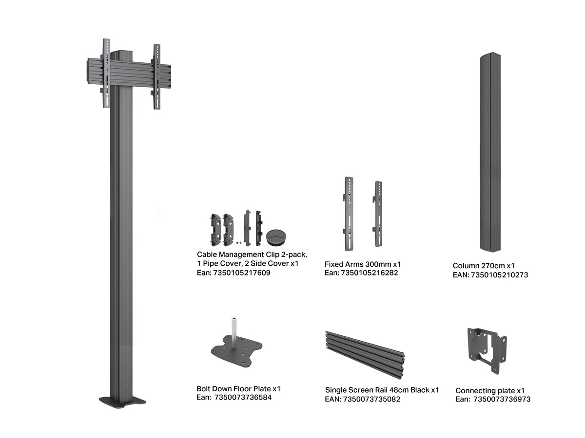 Multibrackets M Pro Floormount Column Stand VESA 300x300 – Black | 7340234817214 Floor Stand Multibrackets