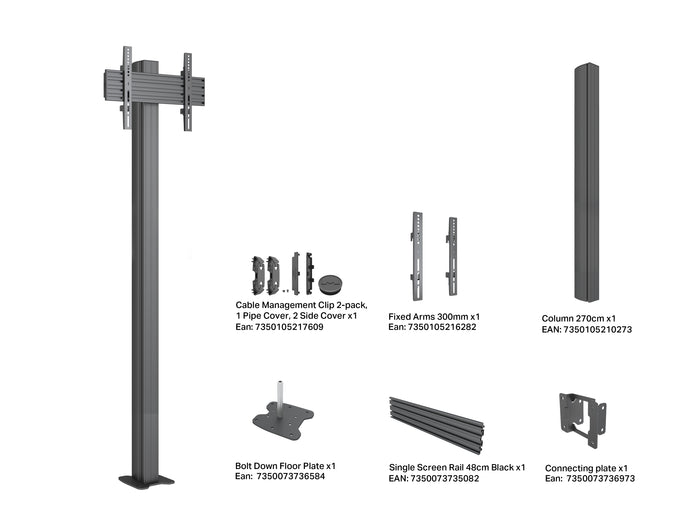 Multibrackets M Pro Floormount Column Stand VESA 300x300 – Black | 7340234817214 Floor Stand Multibrackets