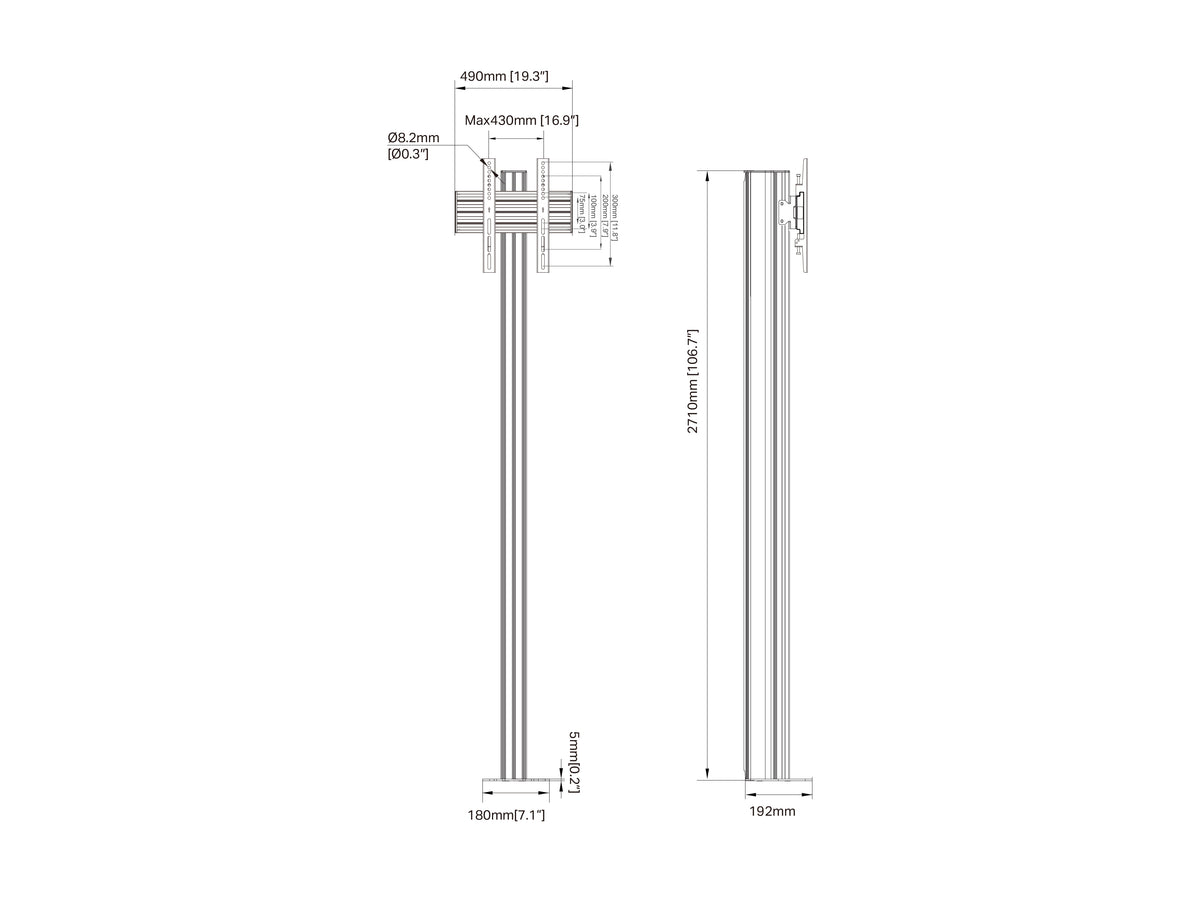 Multibrackets M Pro Floormount Column Stand VESA 300x300 – Black | 7340234817214 Floor Stand Multibrackets