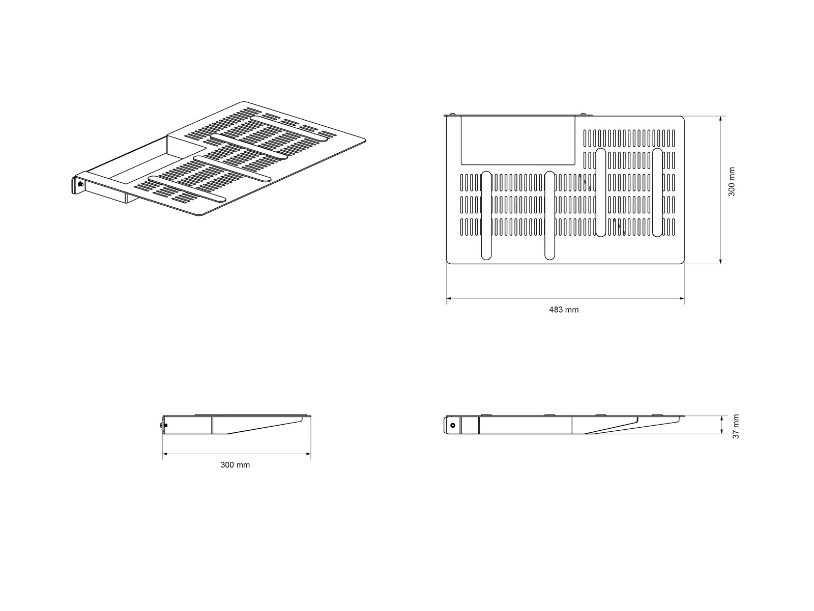 Multibrackets M Pro Kiosk Small Printer Side Shelf – Black | 7340234811809 Mount Accessories Multibrackets