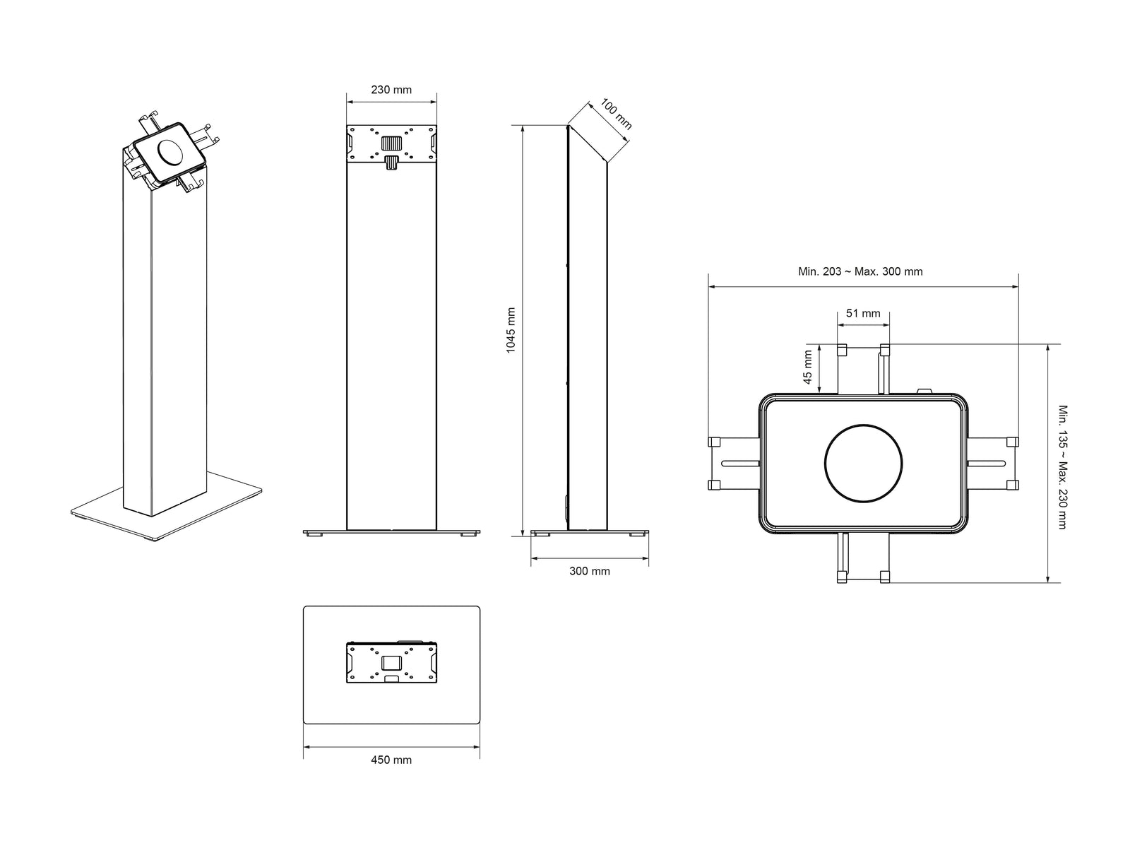 Multibrackets M Pro Kiosk Stand for 7"-14.6" Display | 7350105217128