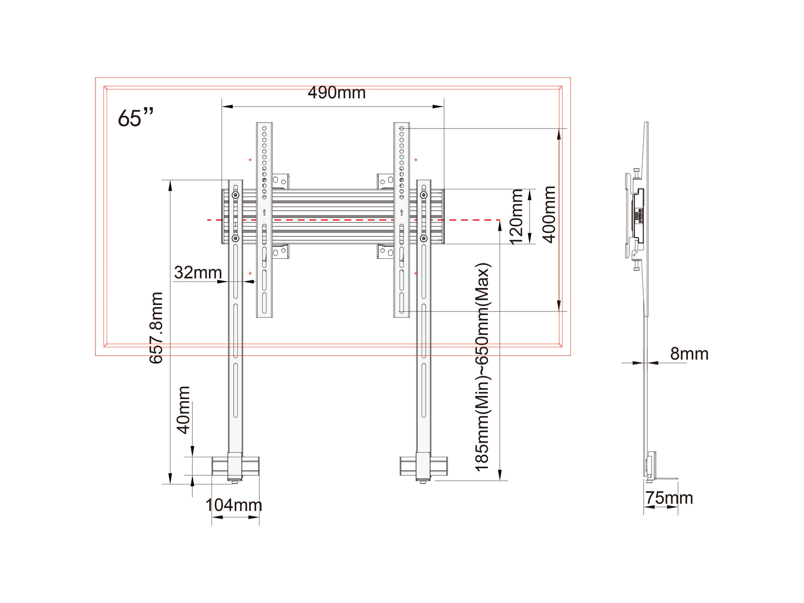 Multibrackets M Pro MBW1USB Fixed Wall Mount For 40"-65" Screens | 7340234812134 Wall Mount Bracket Multibrackets