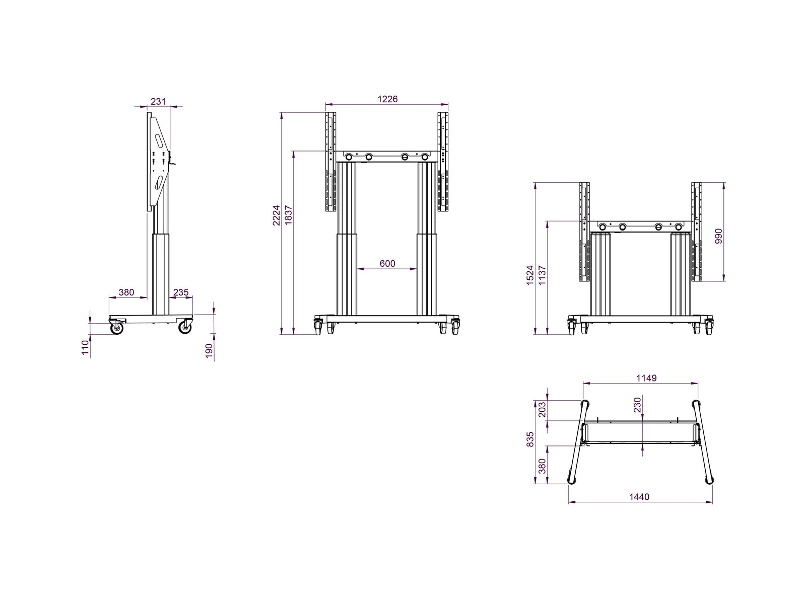 Multibrackets M Pro Motorized LED Floorstand For 110"-176" LED Displays | 7350022738034