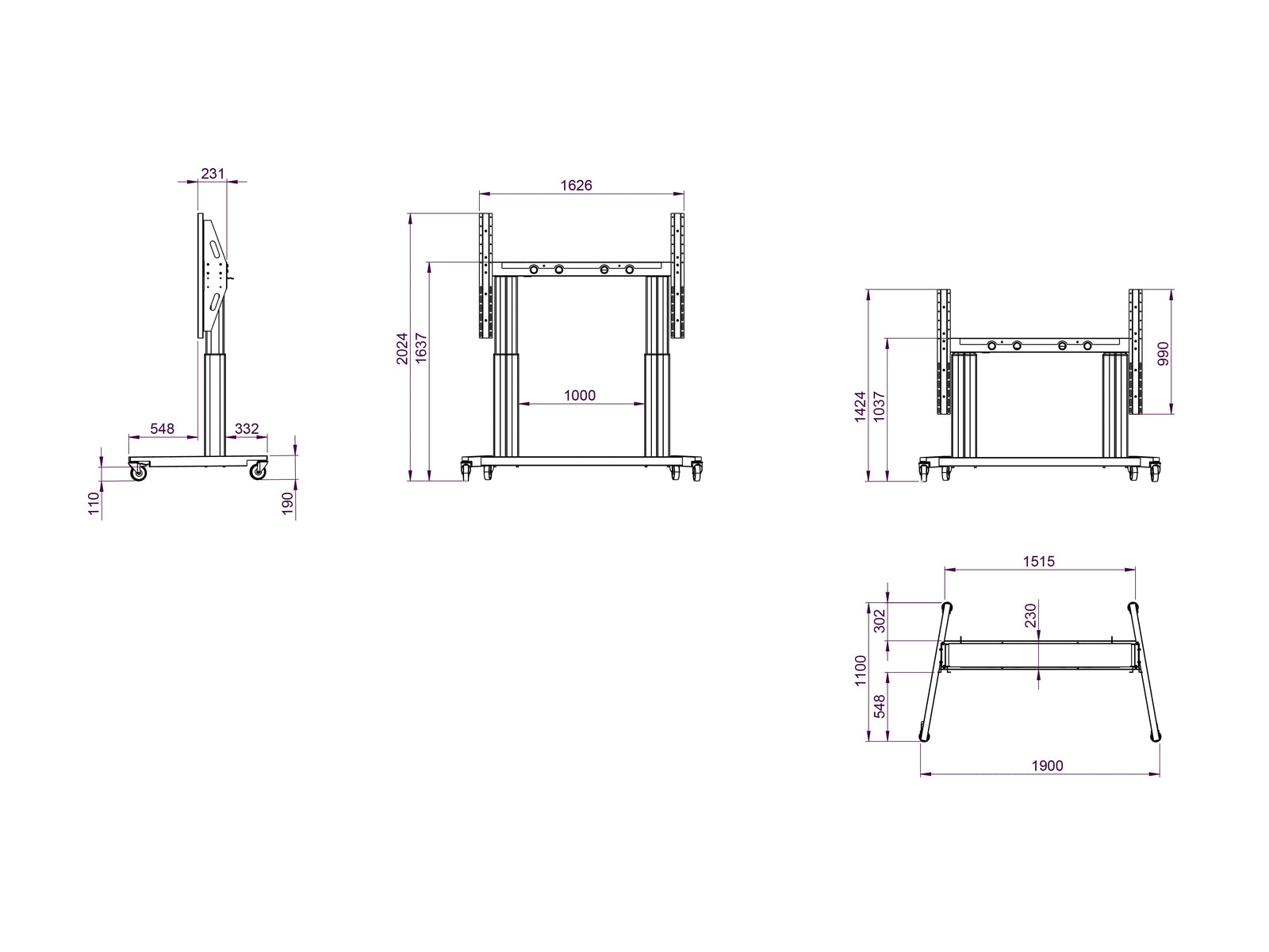 Multibrackets M Pro Motorized LED Floorstand For 110"-176" LED Displays | 7350022738041