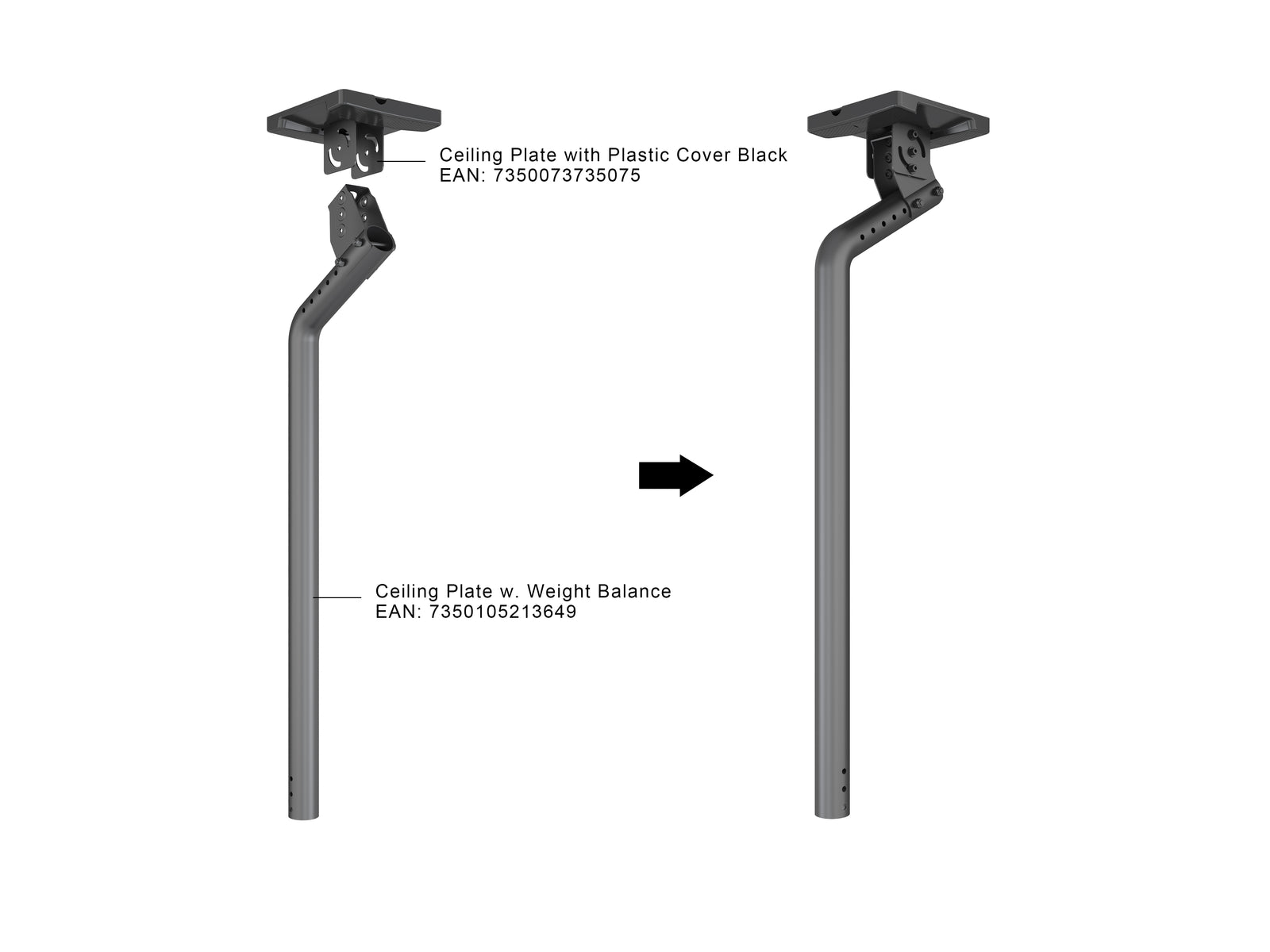 Multibrackets M Pro Series 0.915m Gravity Center Ceiling Extension Pipe – Black | 7350105213649 Mount Accessories Multibrackets