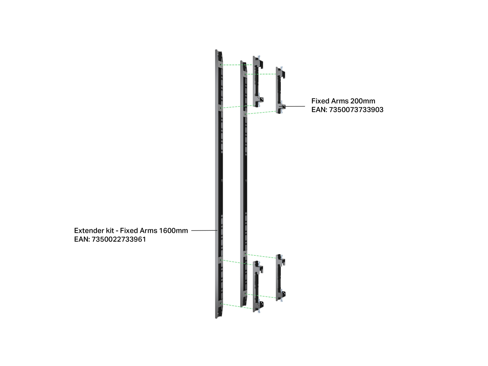 Multibrackets M Pro Series 1200mm Fixed Arms VESA Extender Kit | 7350022733954 Mount Accessories Multibrackets