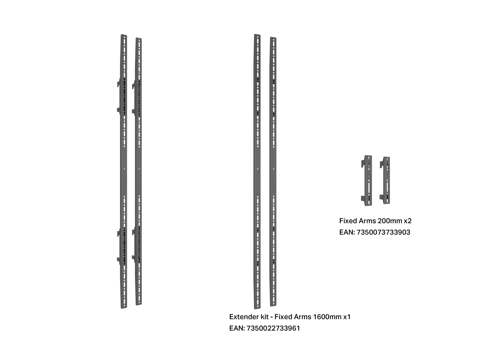 Multibrackets M Pro Series 1600mm Fixed Arms VESA Mounting Kit | 7350022733947 Mounting Accessory Multibrackets