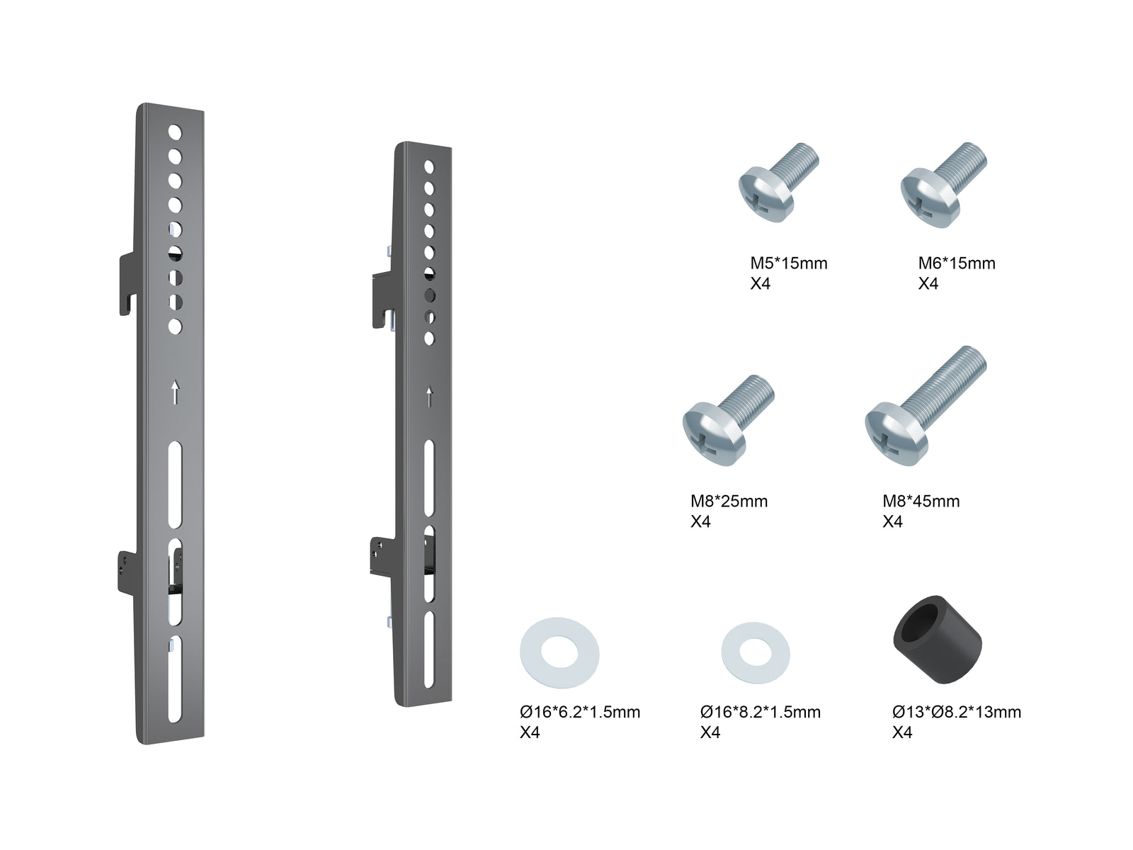 Multibrackets M Pro Series 300mm Fixed Mounting Arms 2-Pack – Black | 7350105216282 Mount Accessories Multibrackets