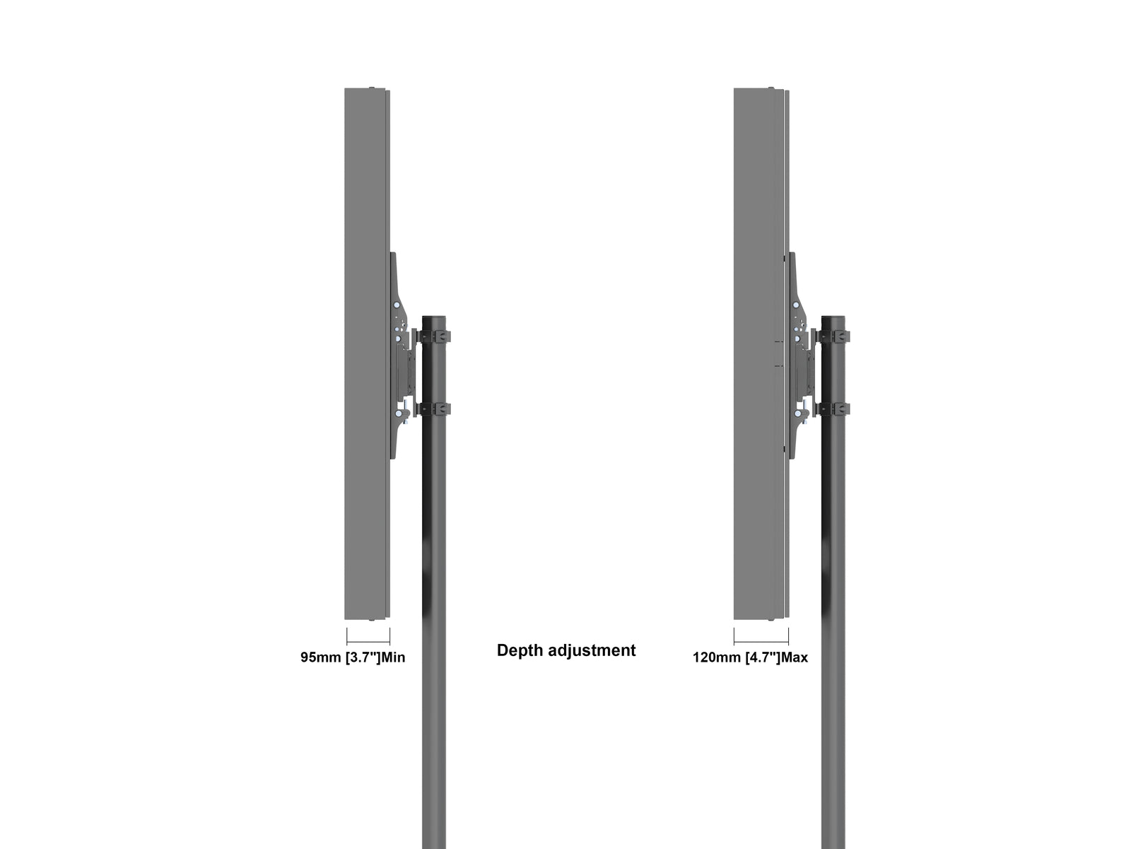 Multibrackets M Pro Series 46" Single Pole Floorbase Digital Signage Enclosure – Black | 7350105219771 Signage Display Enclosures Multibrackets