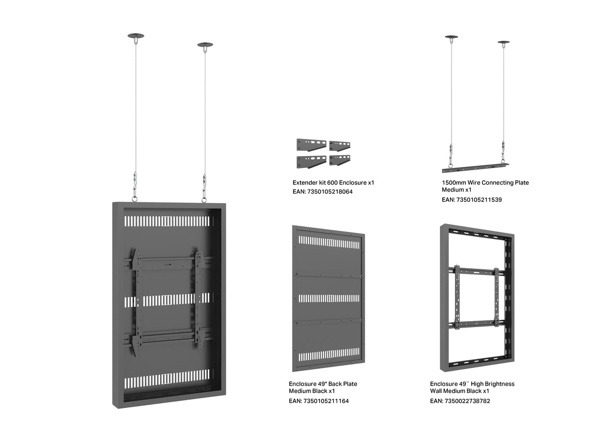 Multibrackets M Pro Series 49" High Brightness Wire Display Enclosure – Black | 7340234814787 Signage Display Enclosures Multibrackets