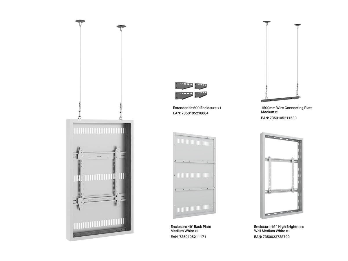 Multibrackets M Pro Series 49" High Brightness Wire Display Enclosure – White | 7340234814794 Signage Display Enclosures Multibrackets