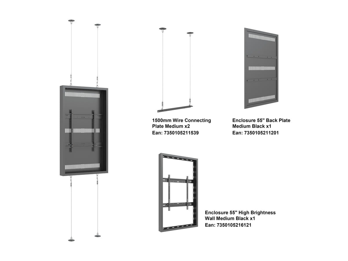 Multibrackets M Pro Series 55" Wire Floor-to-Ceiling Display Enclosure – Black | 7340234815586 Floor to Ceiling Display Mount Multibrackets