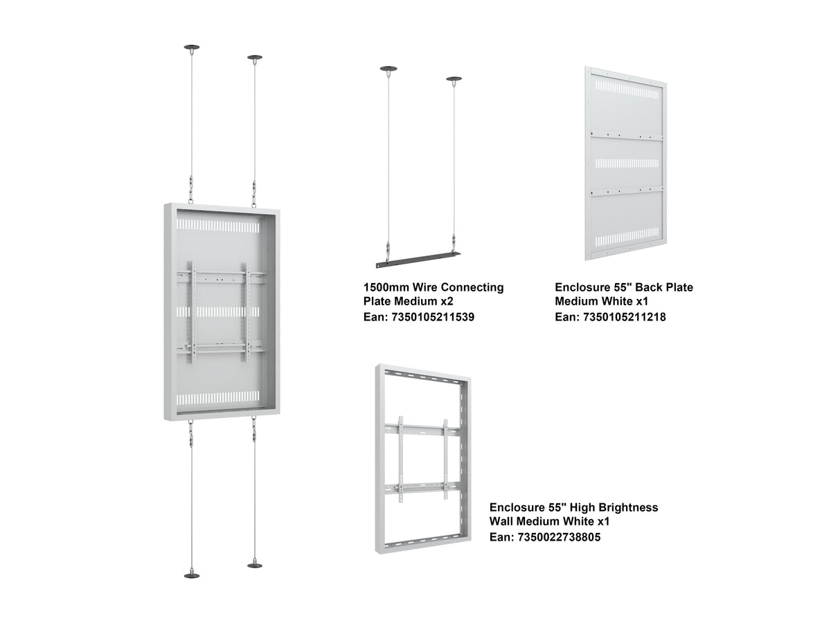 Multibrackets M Pro Series 55" Wire Floor-to-Ceiling Display Enclosure – White | 7340234815593 Floor to Ceiling Display Mount Multibrackets