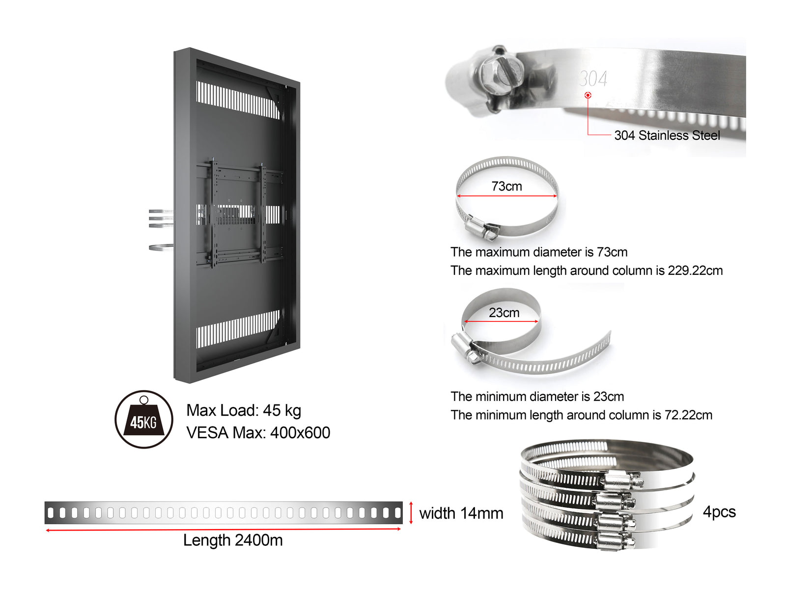 Multibrackets M Pro Series 65" Column High Brightness HD Display Enclosure | 7340234810932 Signage Display Enclosures Multibrackets