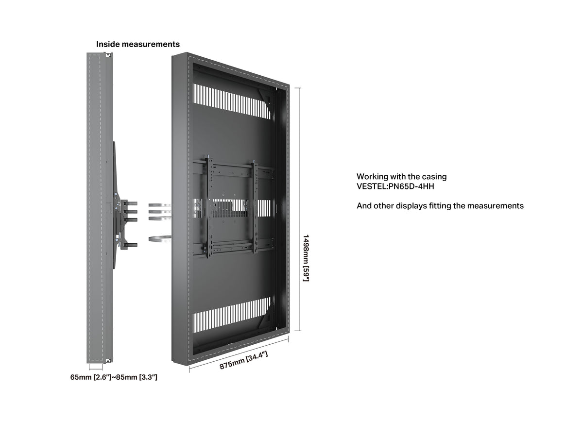 Multibrackets M Pro Series 65" Column High Brightness HD Display Enclosure | 7340234810932 Signage Display Enclosures Multibrackets