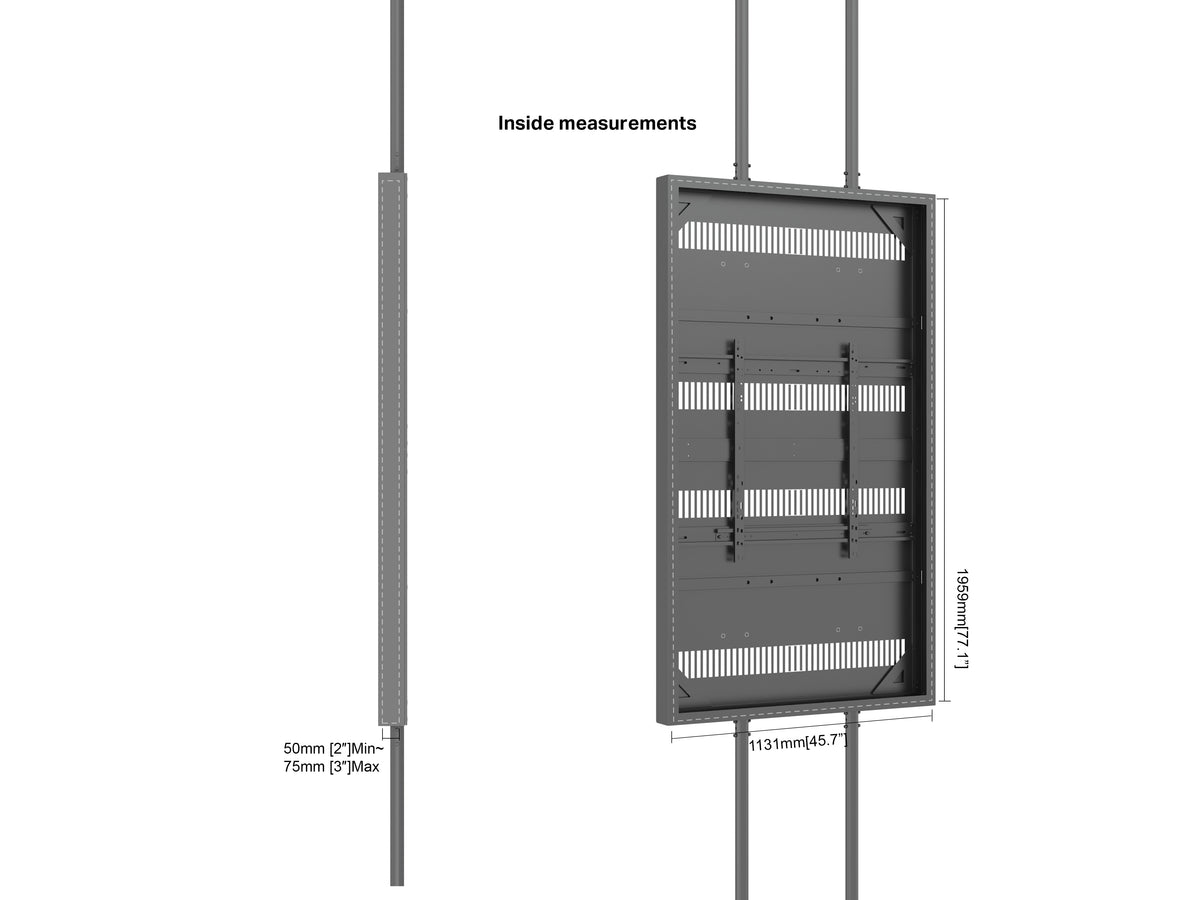 Multibrackets M Pro Series 86" Dual Pole Floor-to-Ceiling Display Enclosure – Black | 7340234815616 Floor to Ceiling Display Mount Multibrackets