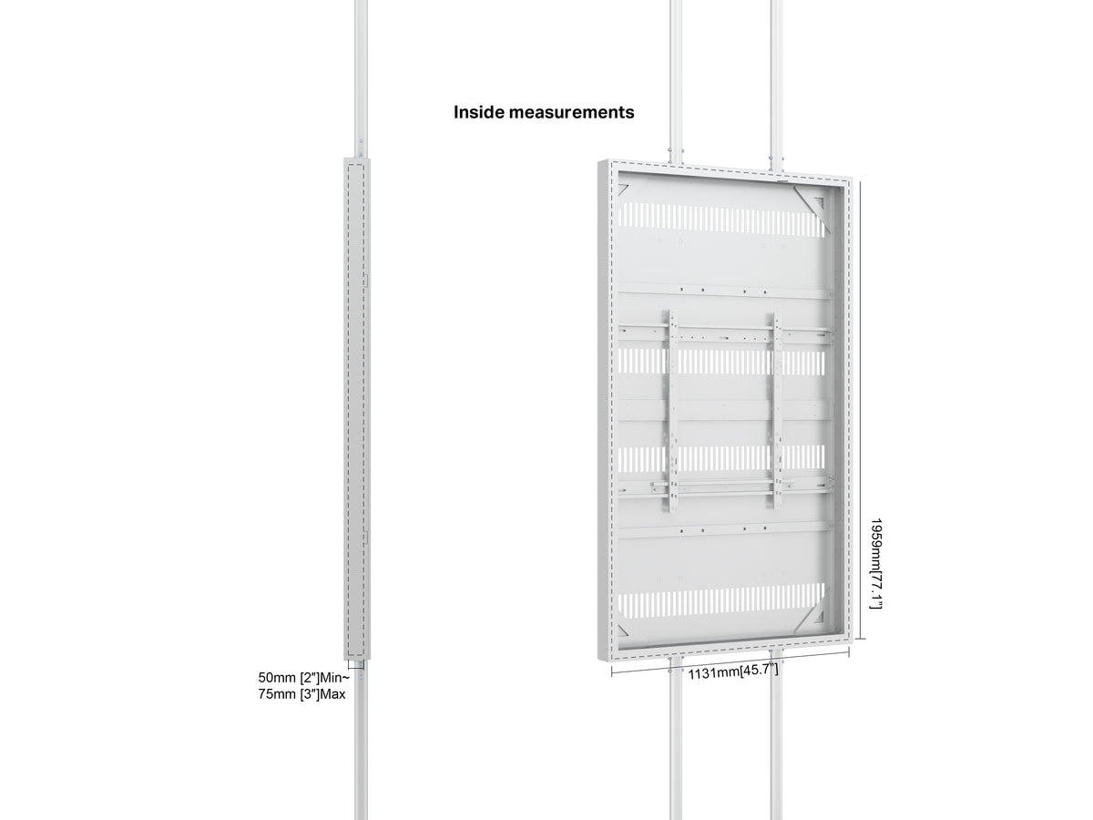 Multibrackets M Pro Series 86" Dual Pole Floor-to-Ceiling Display Enclosure – White | 7340234815609 Floor to Ceiling Display Mount Multibrackets