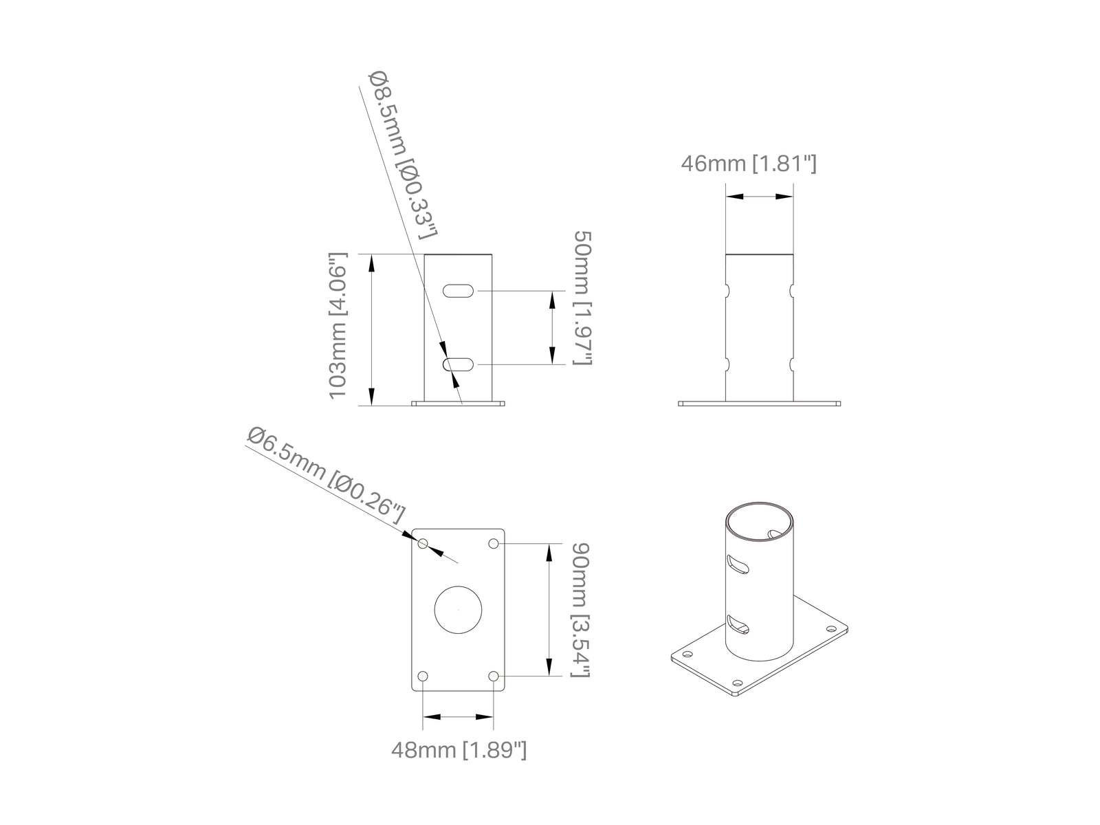 Multibrackets M Pro Series B2B Enclosure Pole Connector – Black | 7350073732166 Mount Accessories Multibrackets