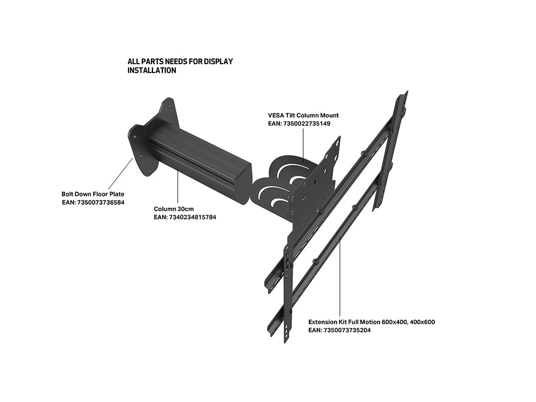 Multibrackets M Pro Series Column 30cm Rail Mounting Plate – Black | 7340234815784