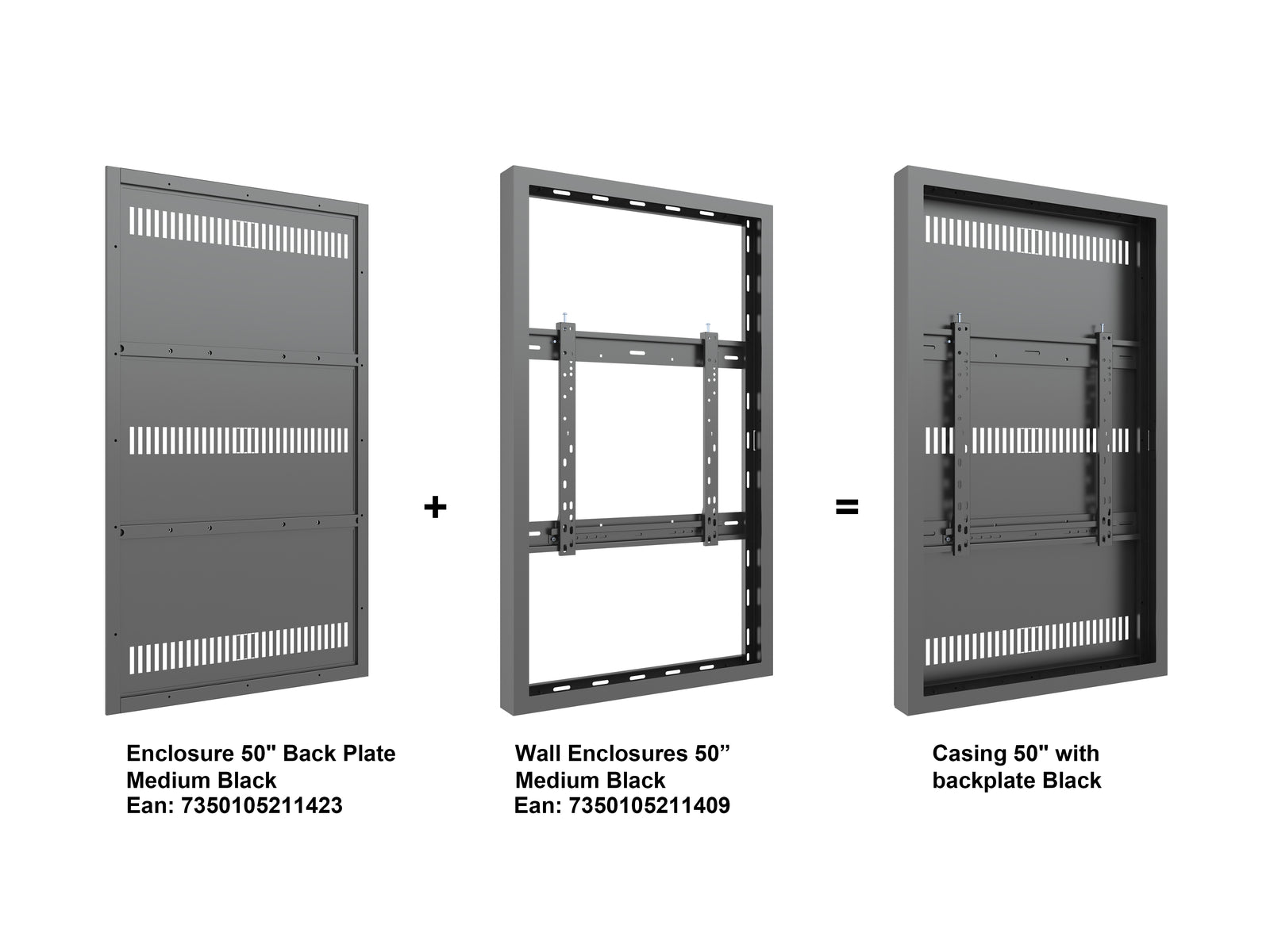 Multibrackets M Pro Series Enclosure 50" Wall Medium Black Signage Display Enclosures Multibrackets