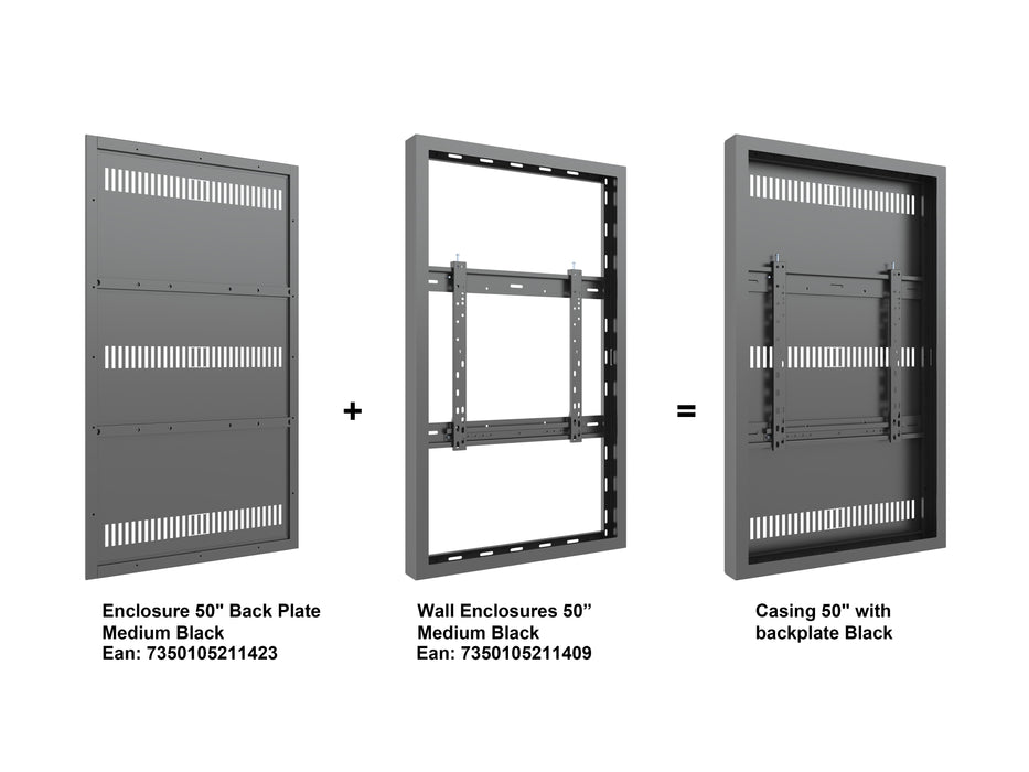 Multibrackets M Pro Series Enclosure 50" Wall Medium Black Signage Display Enclosures Multibrackets