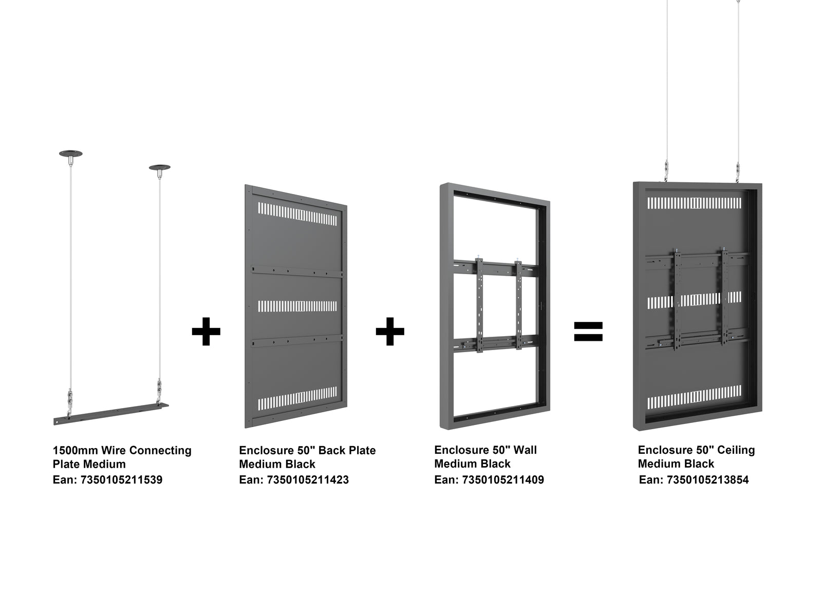 Multibrackets M Pro Series Enclosure 50" Wall Medium Black Signage Display Enclosures Multibrackets
