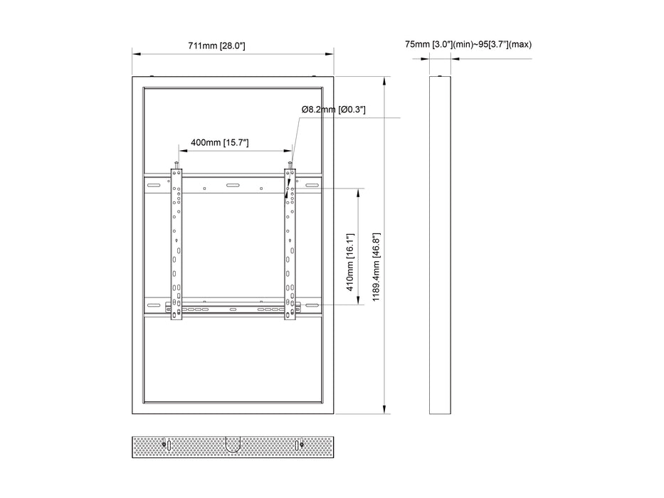 Multibrackets M Pro Series Enclosure 50" Wall Medium Black Signage Display Enclosures Multibrackets