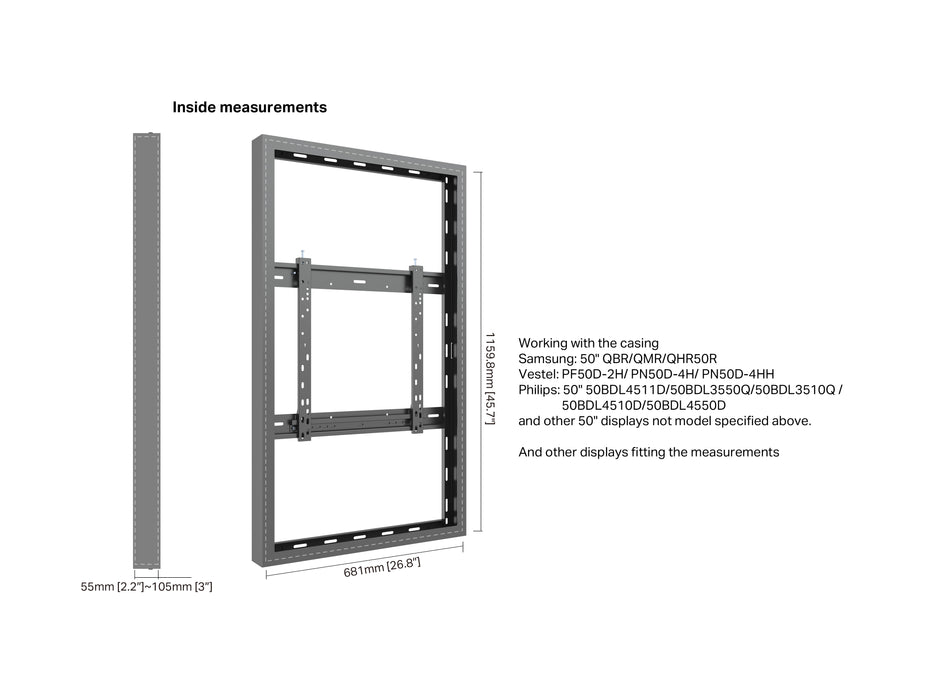 Multibrackets M Pro Series Enclosure 50" Wall Medium Black Signage Display Enclosures Multibrackets