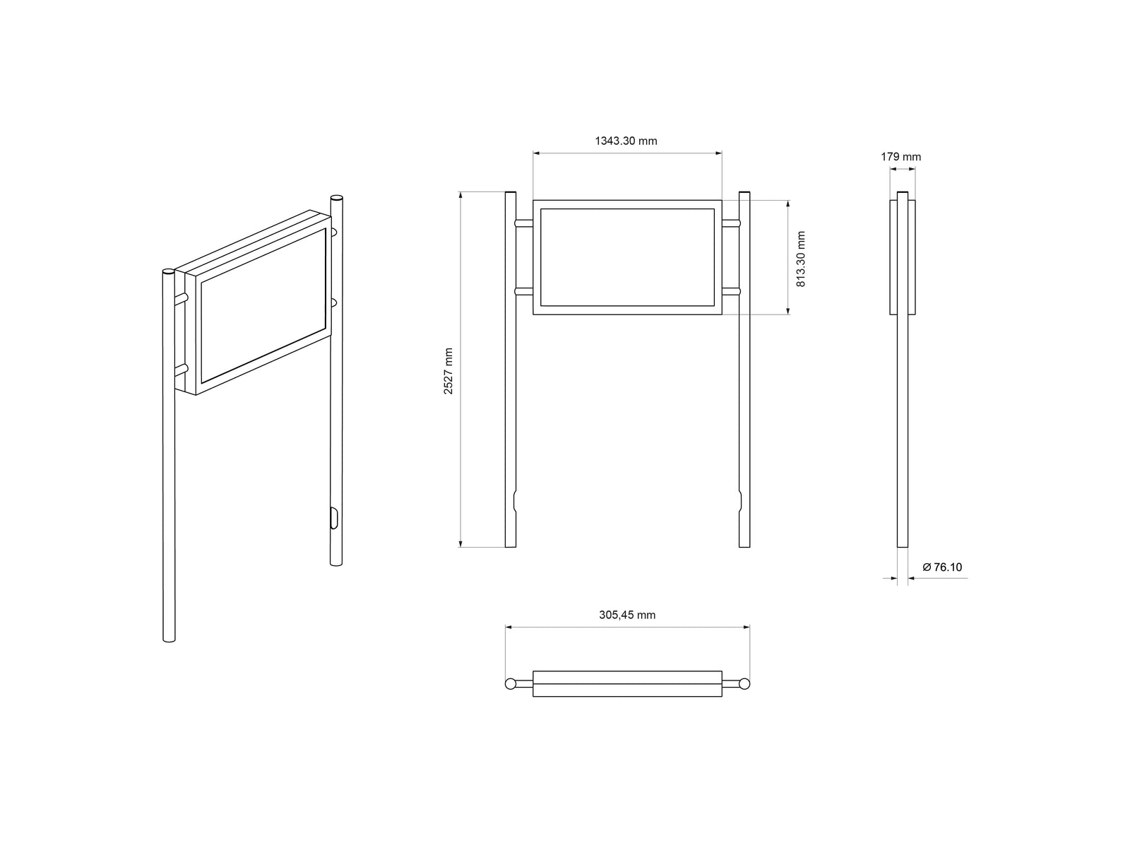 Multibrackets M Pro Series Enclosure – 55" Outdoor Landscape Totem Wall Mount Bracket Multibrackets