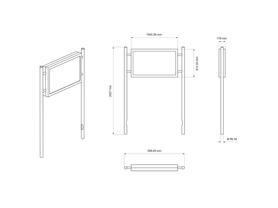 Multibrackets M Pro Series Enclosure – 55" Outdoor Landscape Totem Multibrackets Outdoor Wall Mount Brackets Multibrackets