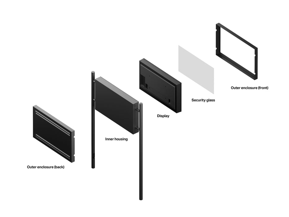 Multibrackets M Pro Series Enclosure – 55" Outdoor Landscape Totem Multibrackets Outdoor Wall Mount Brackets Multibrackets