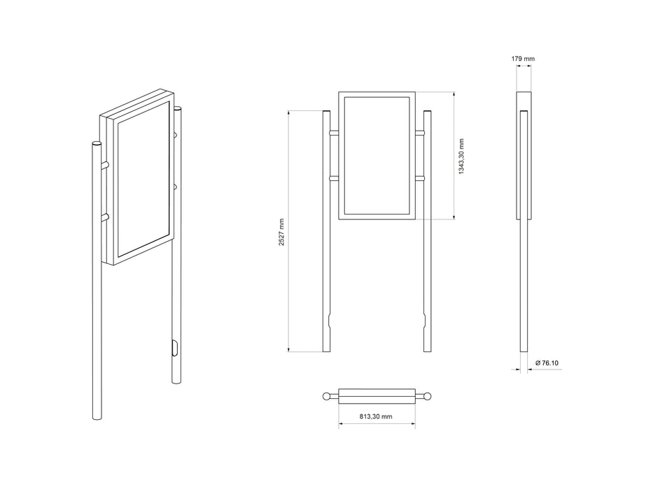 Multibrackets M Pro Series Enclosure – 55" Outdoor Portrait Totem Multibrackets Outdoor Wall Mount Brackets Multibrackets
