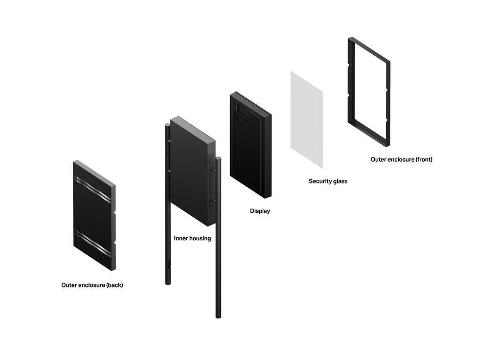 Multibrackets M Pro Series Enclosure – 55" Outdoor Portrait Totem Multibrackets Outdoor Wall Mount Brackets Multibrackets